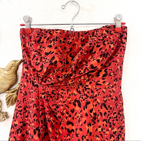 The Limited Orange Animal Print Strapless Cocktail Dress Womens Size 2 NWT $89 - Picture 4 of 8